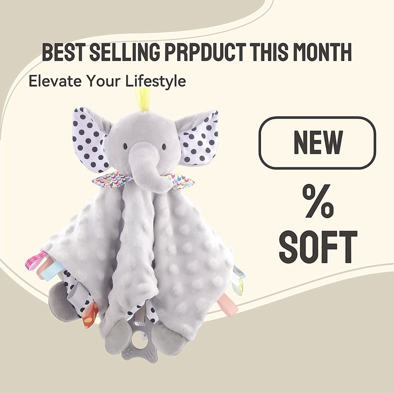 Elephant Baby Comforter Blanket Soft Appease Towel Baby Rattle Animals Toys Soothe Reassure Sleeping Towel Lathe HangingToddler