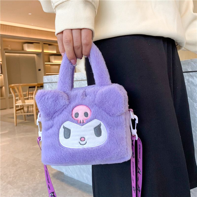 Sanrio Bag Kawaii Kuromi Cinnamoroll My Melody Cartoon Anime Plush Handbag Cosmetic Bag Travel Storage Bag Women Girl Gifts