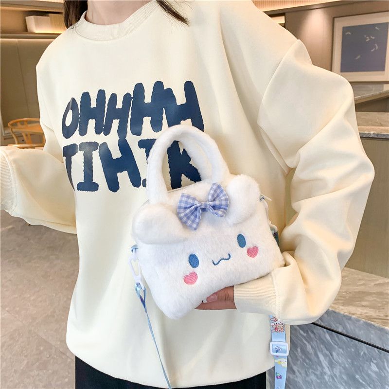 Sanrio Bag Kawaii Kuromi Cinnamoroll My Melody Cartoon Anime Plush Handbag Cosmetic Bag Travel Storage Bag Women Girl Gifts