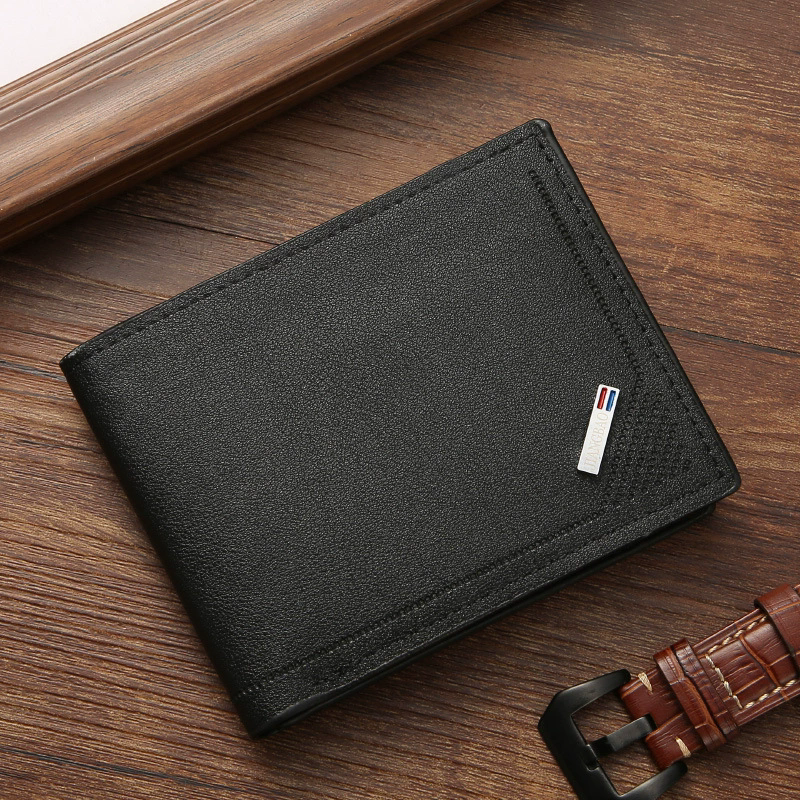 New men's wallet - short style wallet - fashionable slim style multi-card slot large capacity horizontal style business soft leather wallet