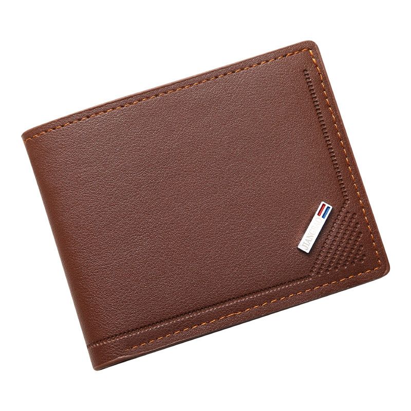 New men's wallet - short style wallet - fashionable slim style multi-card slot large capacity horizontal style business soft leather wallet