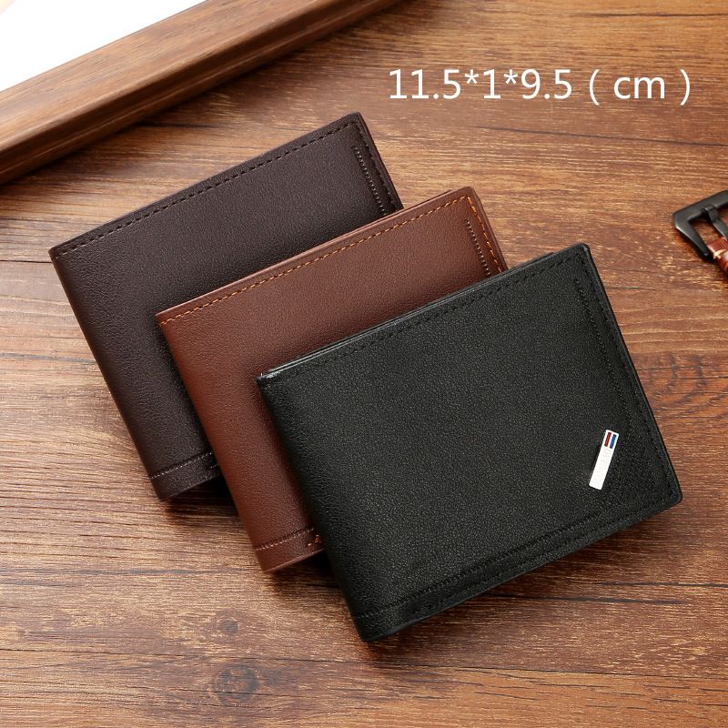 New men's wallet - short style money clip - casual wide style leather wallet - fashionable large capacity soft leather wallet - gift