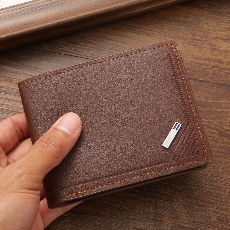 New men's wallet - short style money clip - casual wide style leather wallet - fashionable large capacity soft leather wallet - gift
