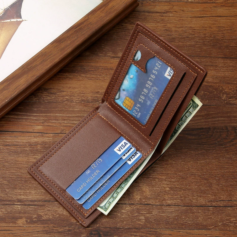 New men's wallet - short style money clip - casual wide style leather wallet - fashionable large capacity soft leather wallet - gift