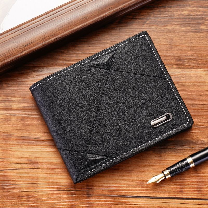 New men's wallet - short style, three-fold, horizontal shape, soft leather, multi-card slots, fashionable and casual money bag, suitable for young men, thin style wallet as a gift
