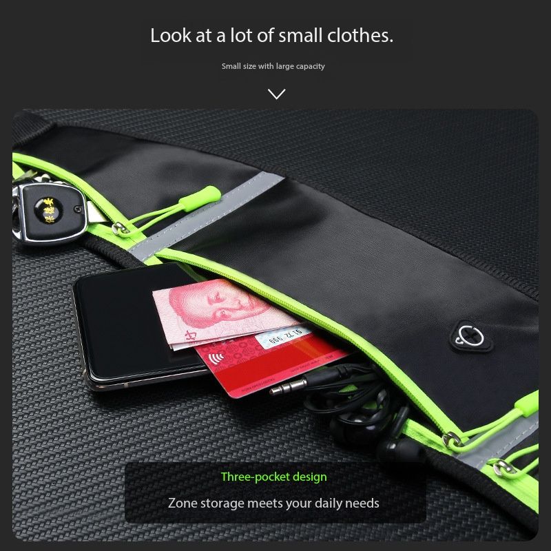 Outdoor Running Waist Bag for Mobile Phone Light and Thin Fitness Cycling Water Bottle Waist Bag with Three Waterproof Pockets
