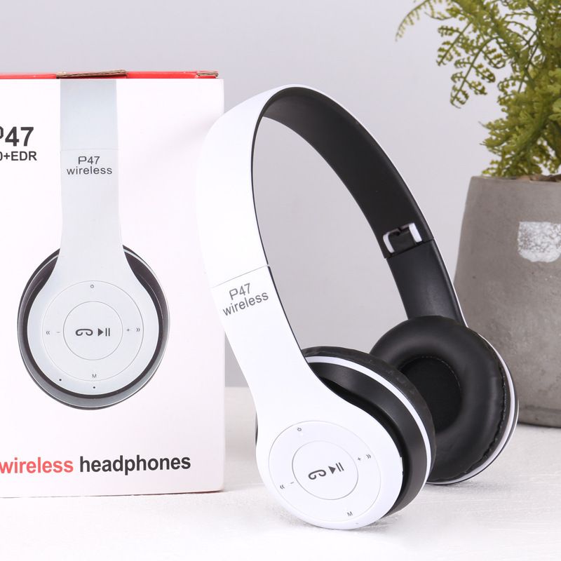 P47 Bluetooth 5.0 Wireless Headphone Foldable HIFI Stereo Bass Earphone Kid Helmet Gift With Mic USB Adaptor For iPhone Game