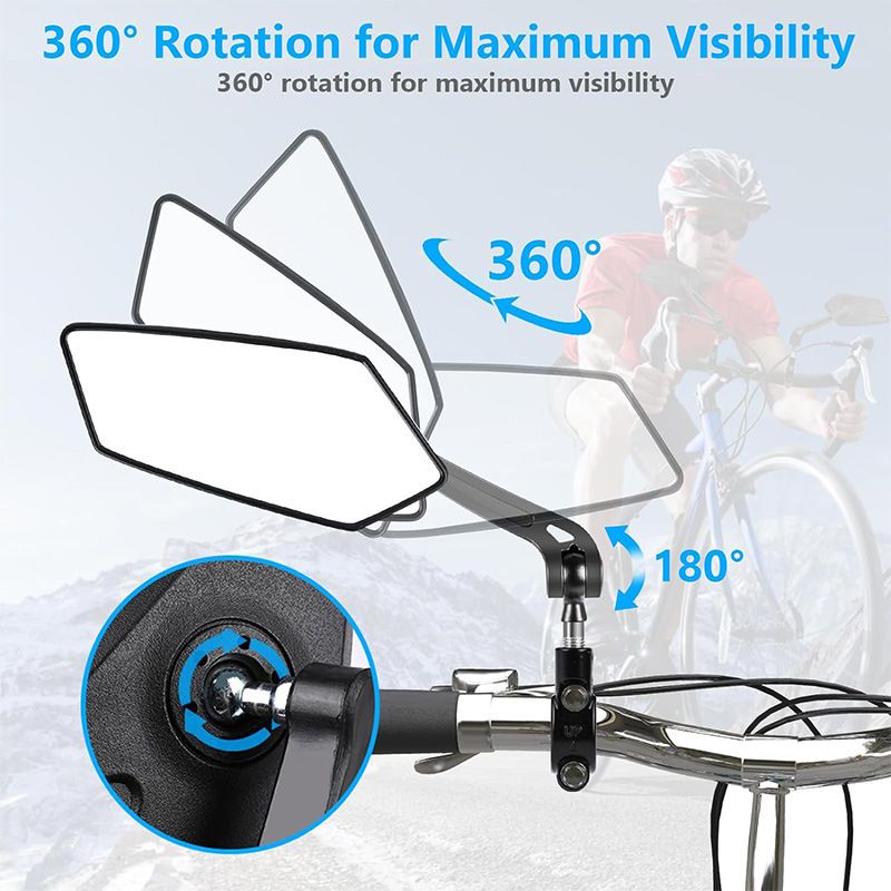 Mountain bike rearview mirror electric bike high-definition flat 360-degree adjustable reflective mirror reversing mirror riding accessory