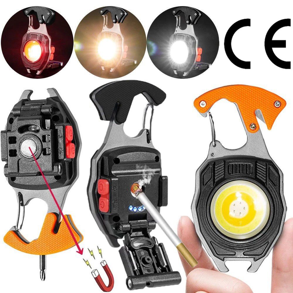 Keychain work lamp multi-functional cigarette lighter charger portable camping auto repair LED strong light mini camping lamp