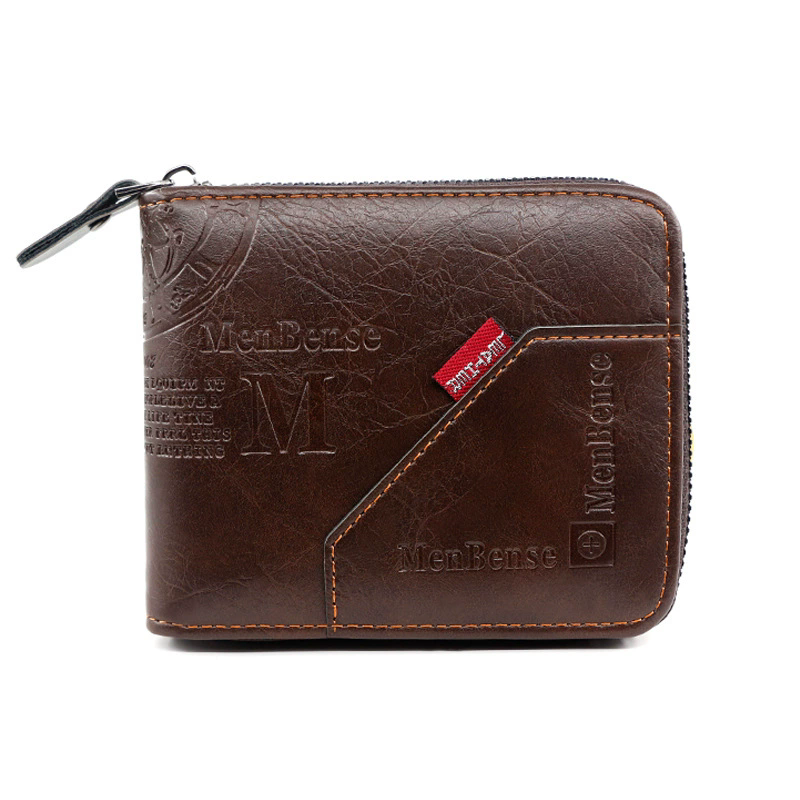 Men's Wallet Made of PU Wax Oil Skin Purse for Men Coin Purse Short Male Card Holder Wallets Zipper Around Money Coin Purse