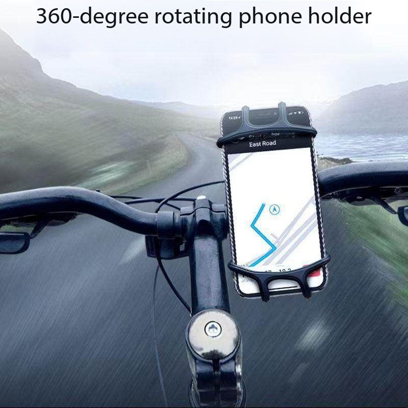 360 Rotatable Mobile Phone Bicycle Motorcycle Holder Bike Safe Bracket Silicone Support Silicone Pull Type For All Phone Stand