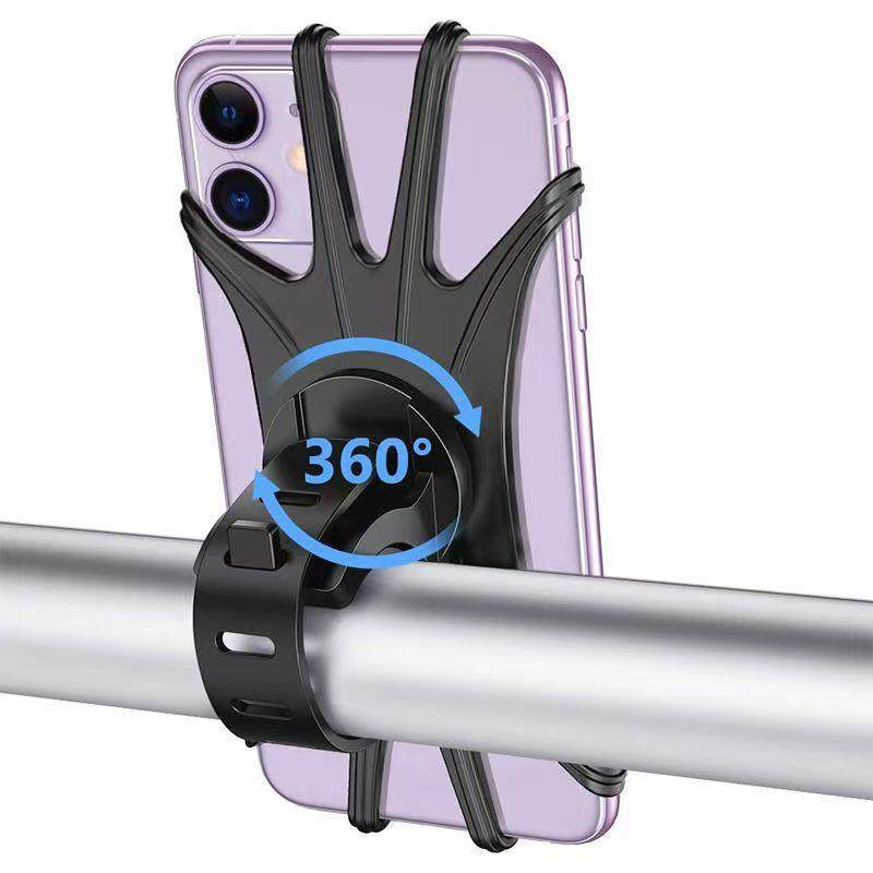 360 Rotatable Mobile Phone Bicycle Motorcycle Holder Bike Safe Bracket Silicone Support Silicone Pull Type For All Phone Stand
