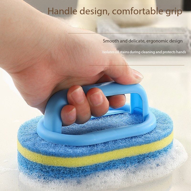 Kitchen handle sponge scrubber magic scrubber thickened version non-scratching for hand use for cleaning pots, dishes, cleaning brushes, stain removal brushes - ultimate kitchen cleaning tool