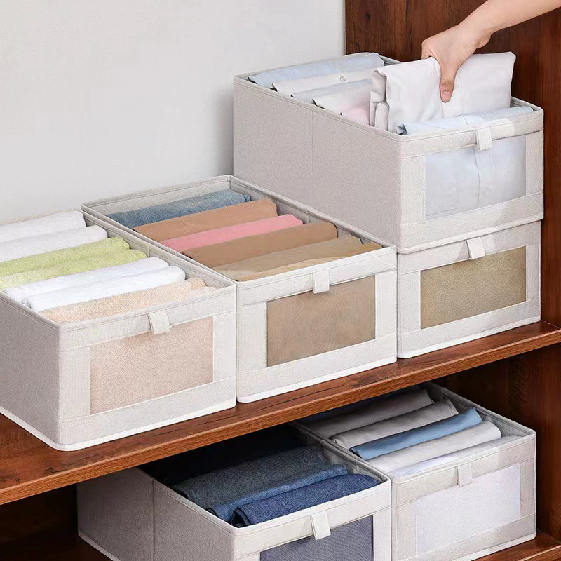 Visible Net Clothes Storage Box - Ideal for Wardrobe Storage. Fabric Clothes Folding Inner Garment Organizer and Storage Box