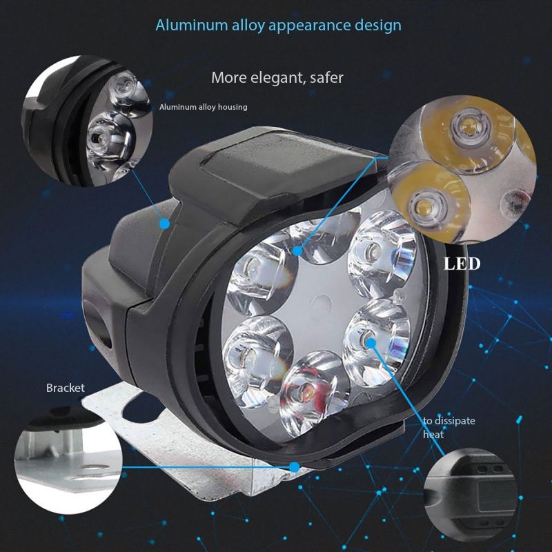 General 12V external 2-pack 6 LED motorcycle spotlights, electric vehicle, car auxiliary LED headlights, modified car lights, fog lights