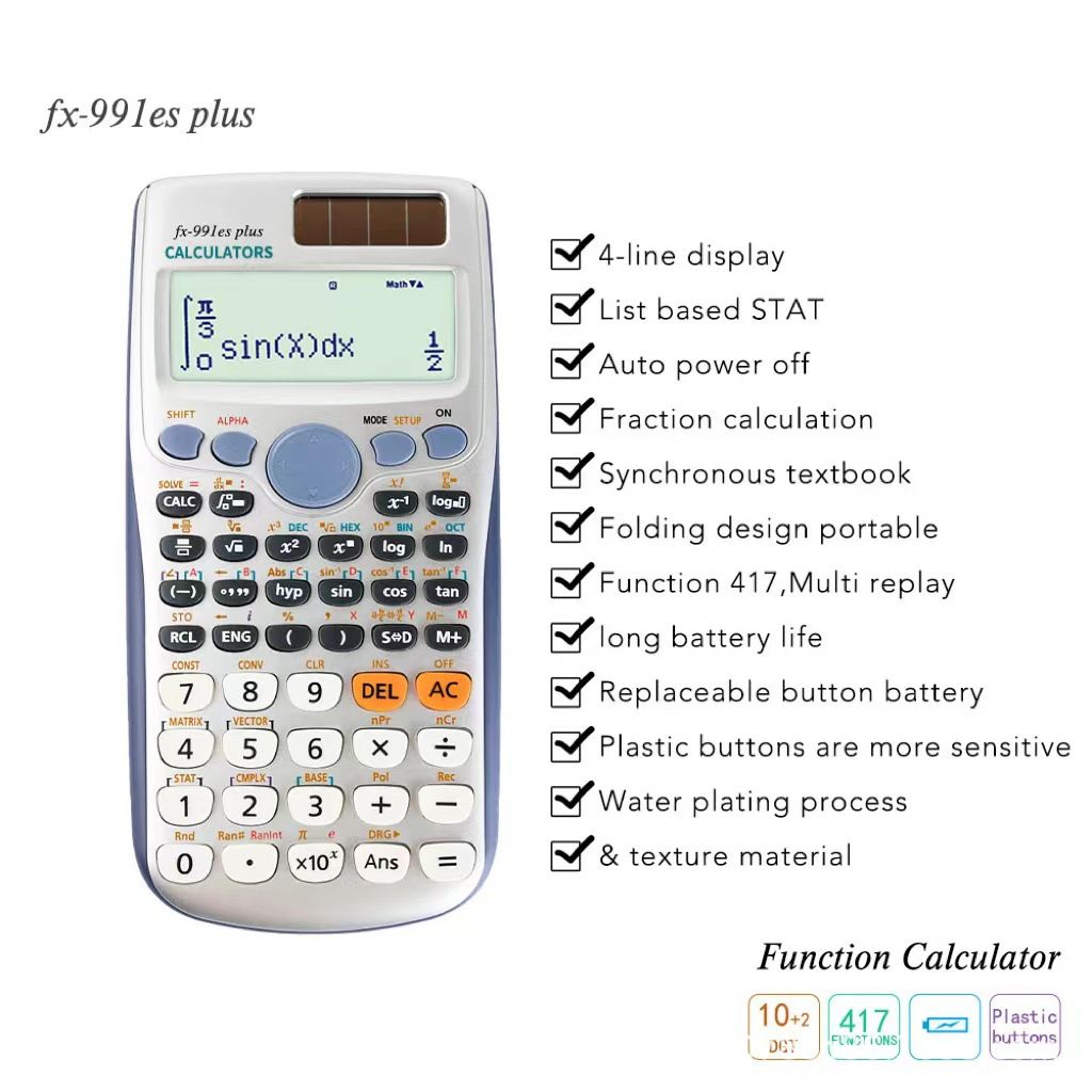 fx991esplus function calculator - student scientific calculator - matrix - complex number - solve equations - 417 functions