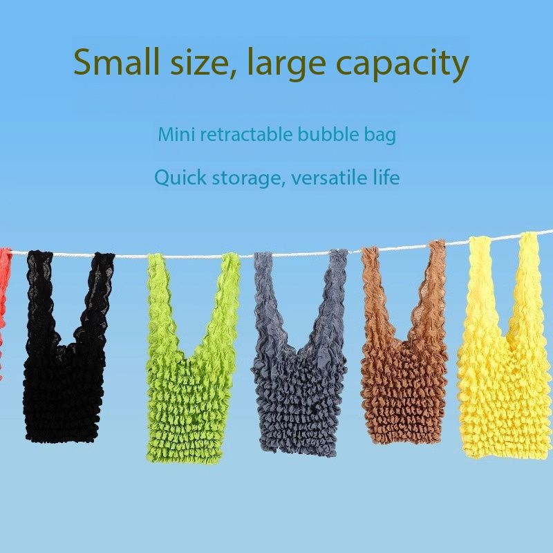 New trendy magic stretchable bag - pleated bubble bag with multi-functional and large capacity elastic shopping bag