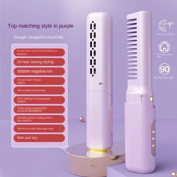 Travel Charging Fashion Color Matching Straight Curling Dual Use Flexible Portable Curling Iron Hot-Air Brushes
