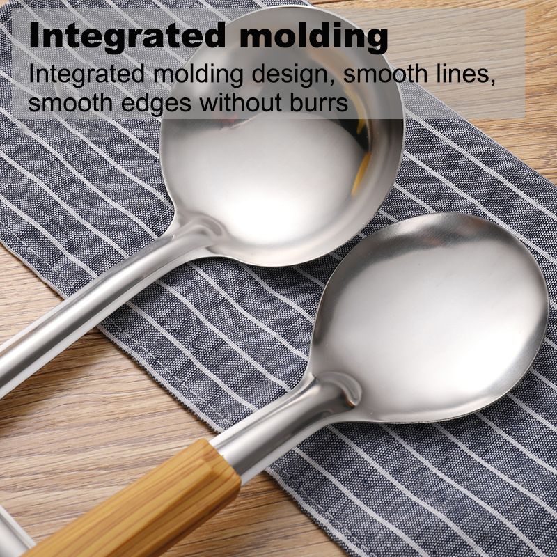 5 pcs/set of kitchen stainless steel kitchenware  spatula  leaky spoon  soup spoon  leaky spoon Imitating wood grain for cooking and stir frying