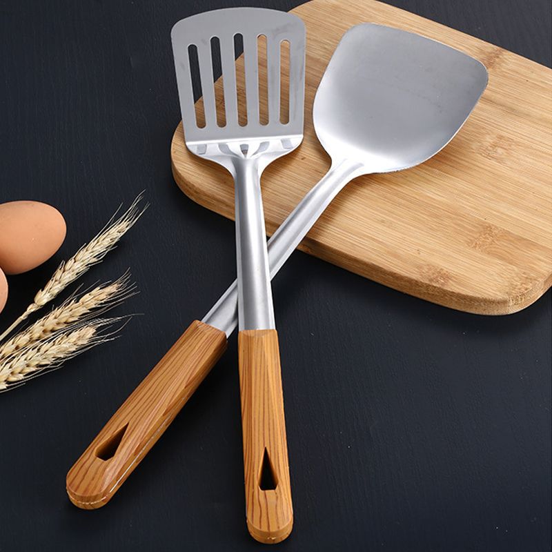 5 pcs/set of kitchen stainless steel kitchenware  spatula  leaky spoon  soup spoon  leaky spoon Imitating wood grain for cooking and stir frying
