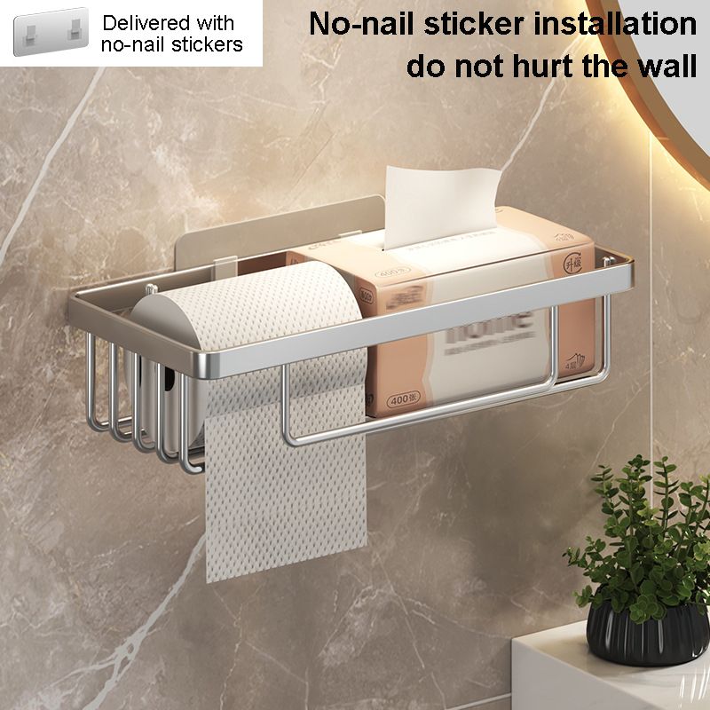 Wall-mounted storage net basket wall-free perforated seamless carbon steel toilet tissue holder bathroom kitchen