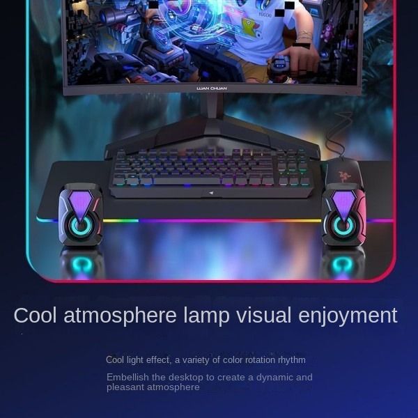 Flash Lights Usb Desktop Subwoofer Desktop Home Multimedia Wired Computer Speaker