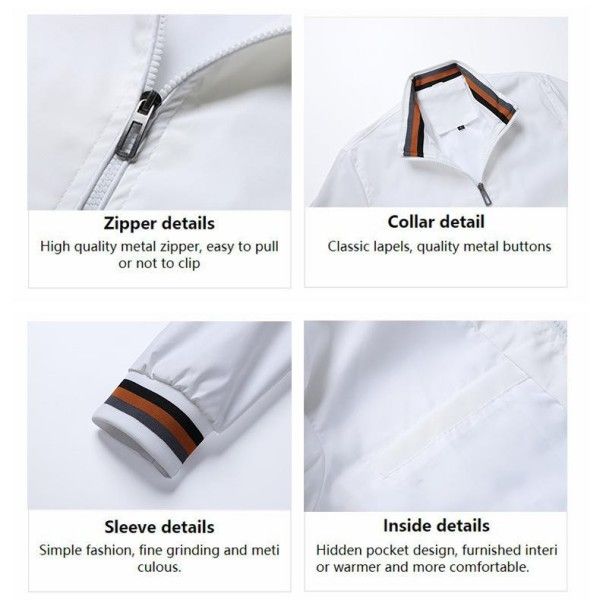 Stylish And Comfortable Casual Jacket Men's Wear Resistant Windproof Sport Solid Color Coat