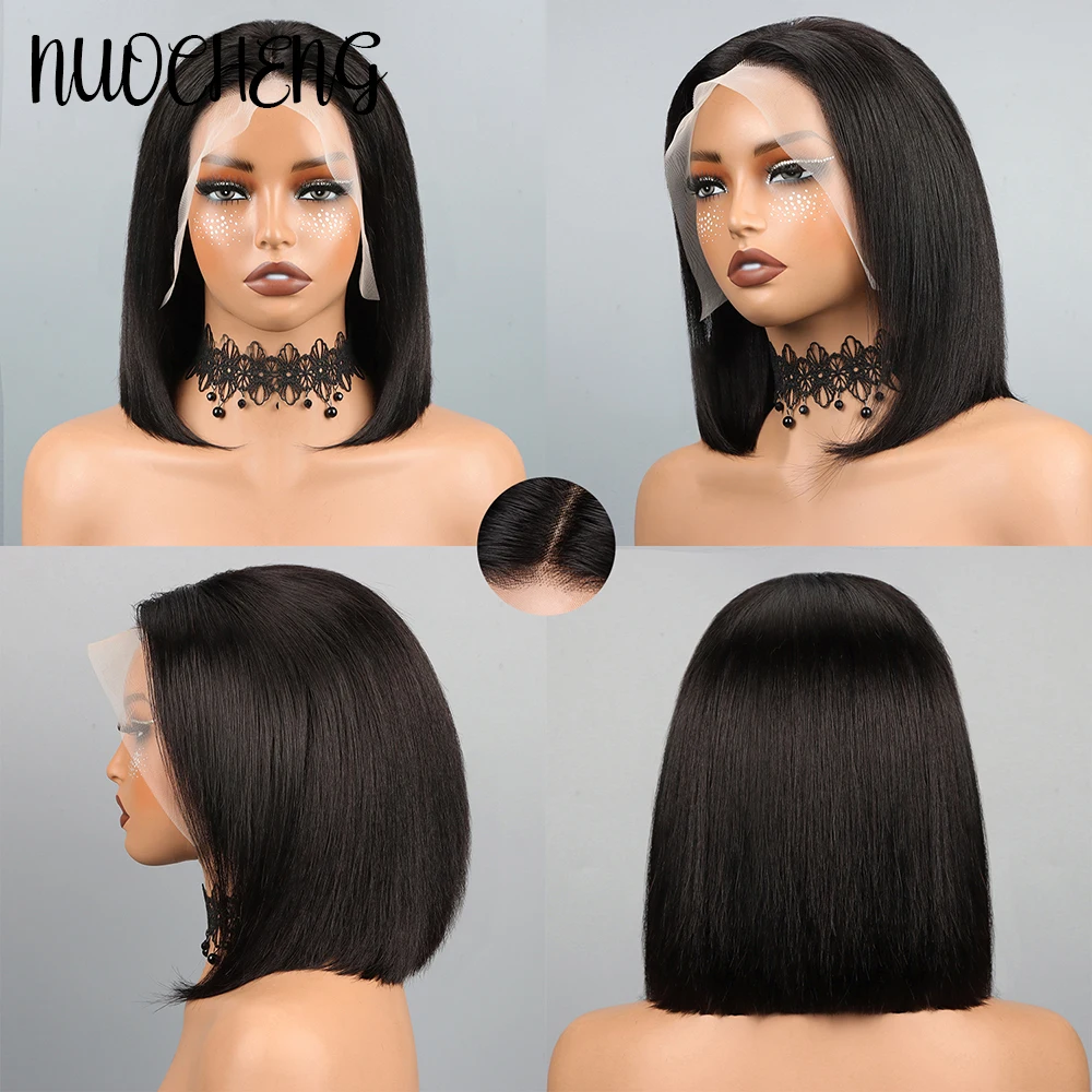 Bob Wig Human Hair 13X4 Lace Frontal Bob Wigs For Black Women Human Hair Glueless Straight Bob Lace Front Wig Natural Color Wigs