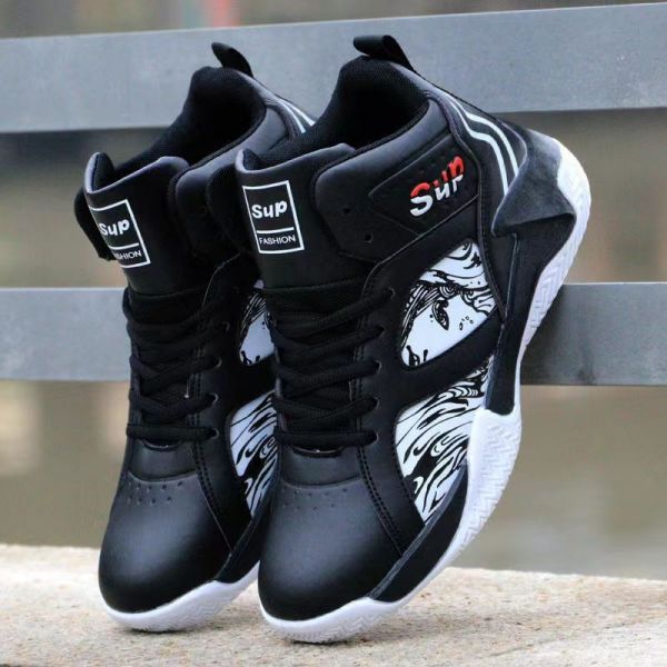 Men's Front Lace-Up Sports Outdoor Running Basketball Shoes High Top Fashion Casual Student Shoes Basketball