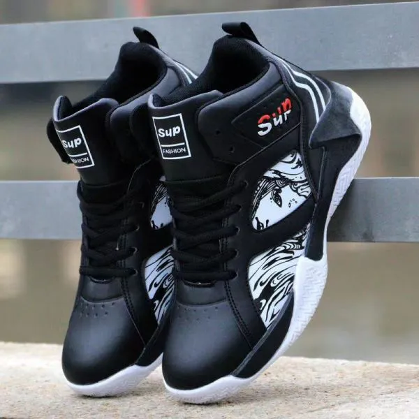 Men's Front Lace-Up Sports Outdoor Running Basketball Shoes High Top Fashion Casual Student Shoes Basketball
