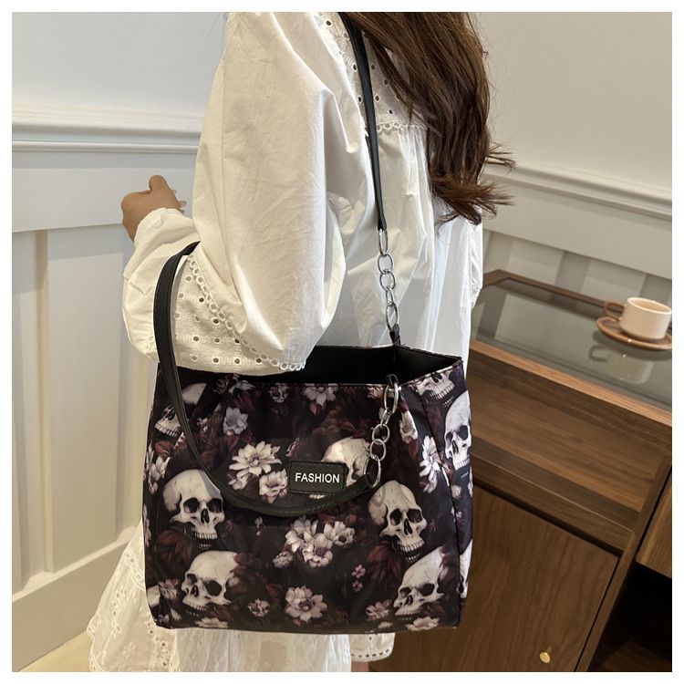 Oxford Cloth Shoulder Bag Large Capacity Printed Simple Portable Casual Tote Bag