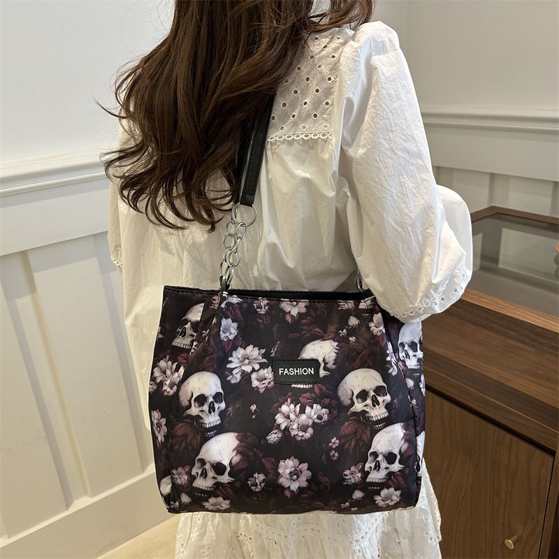 Oxford Cloth Shoulder Bag Large Capacity Printed Simple Portable Casual Tote Bag