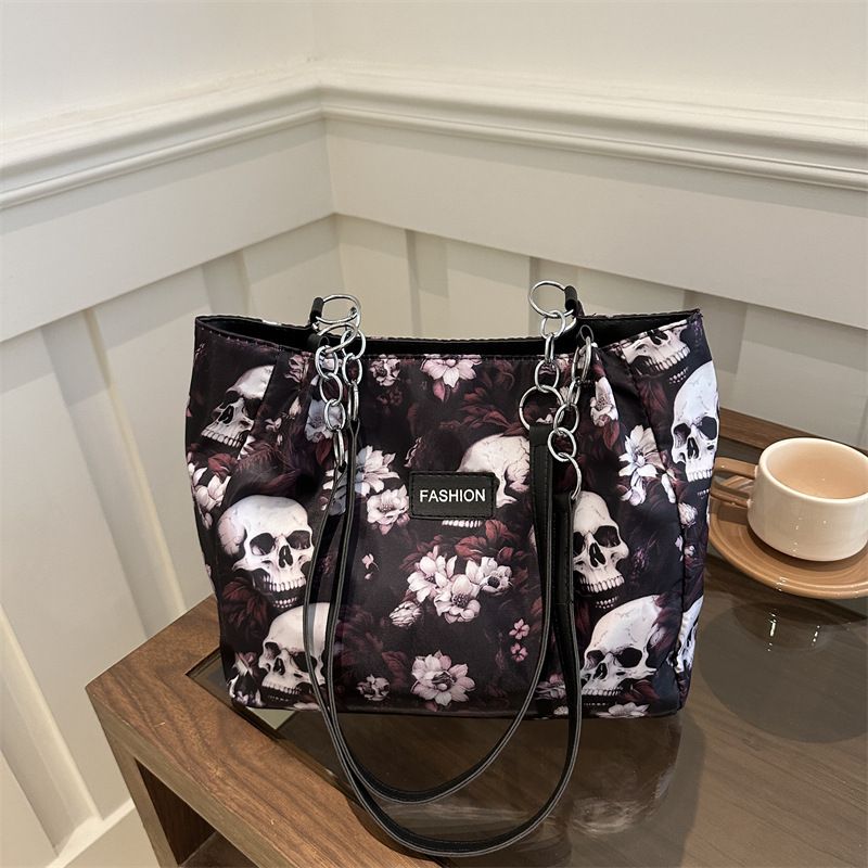 Oxford Cloth Shoulder Bag Large Capacity Printed Simple Portable Casual Tote Bag