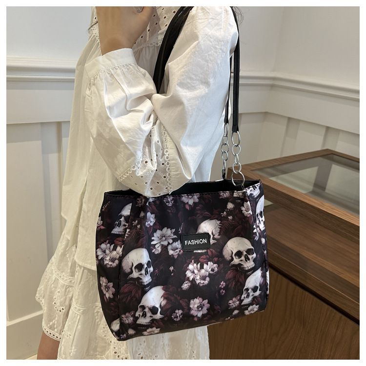 Oxford Cloth Shoulder Bag Large Capacity Printed Simple Portable Casual Tote Bag