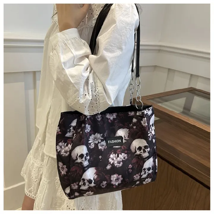 Oxford Cloth Shoulder Bag Large Capacity Printed Simple Portable Casual Tote Bag