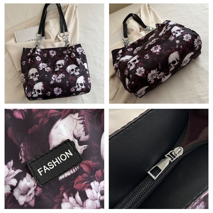 Oxford Cloth Shoulder Bag Large Capacity Printed Simple Portable Casual Tote Bag