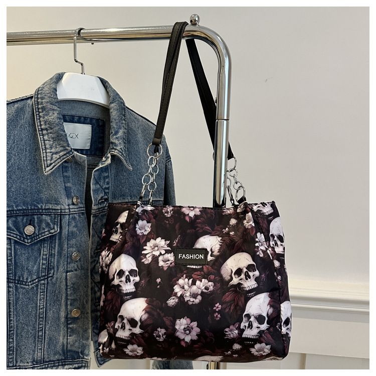 Oxford Cloth Shoulder Bag Large Capacity Printed Simple Portable Casual Tote Bag