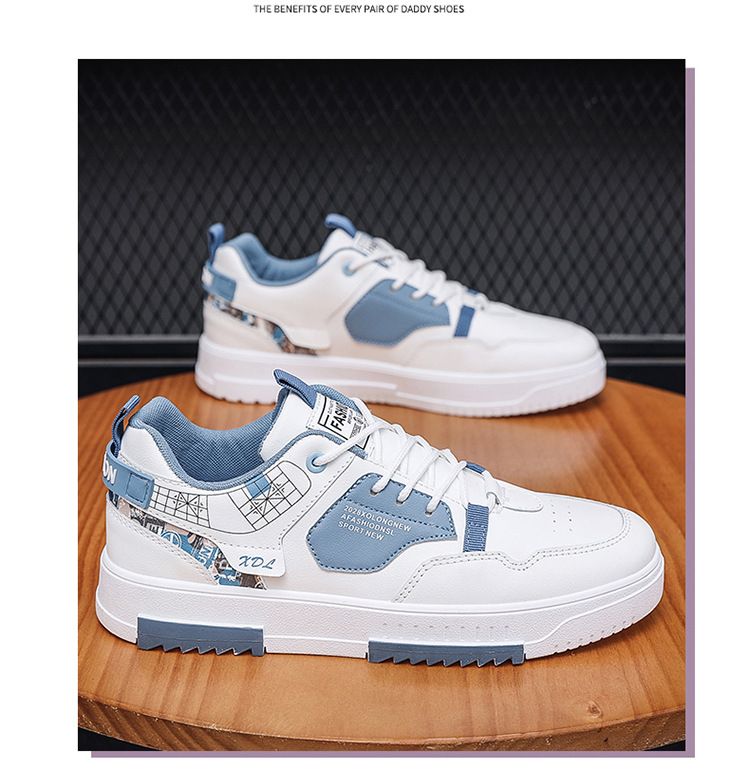 Men's breathable canvas shoes, men's trendy versatile white shoes, thick soled sports and leisure board shoes, trendy shoes