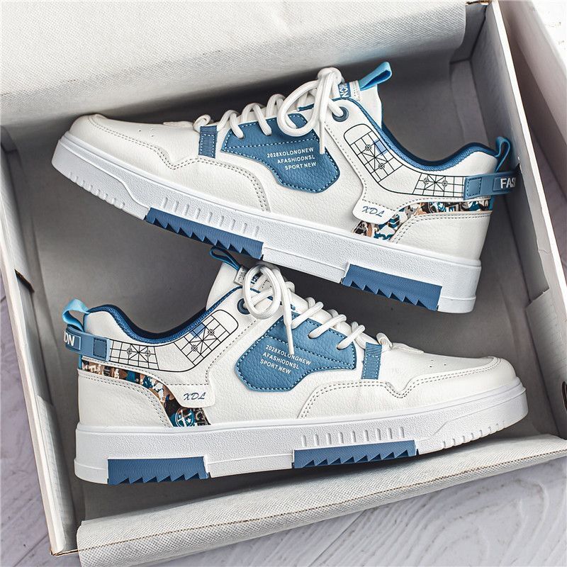 Men's breathable canvas shoes, men's trendy versatile white shoes, thick soled sports and leisure board shoes, trendy shoes