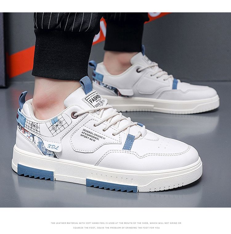 Men's breathable canvas shoes, men's trendy versatile white shoes, thick soled sports and leisure board shoes, trendy shoes