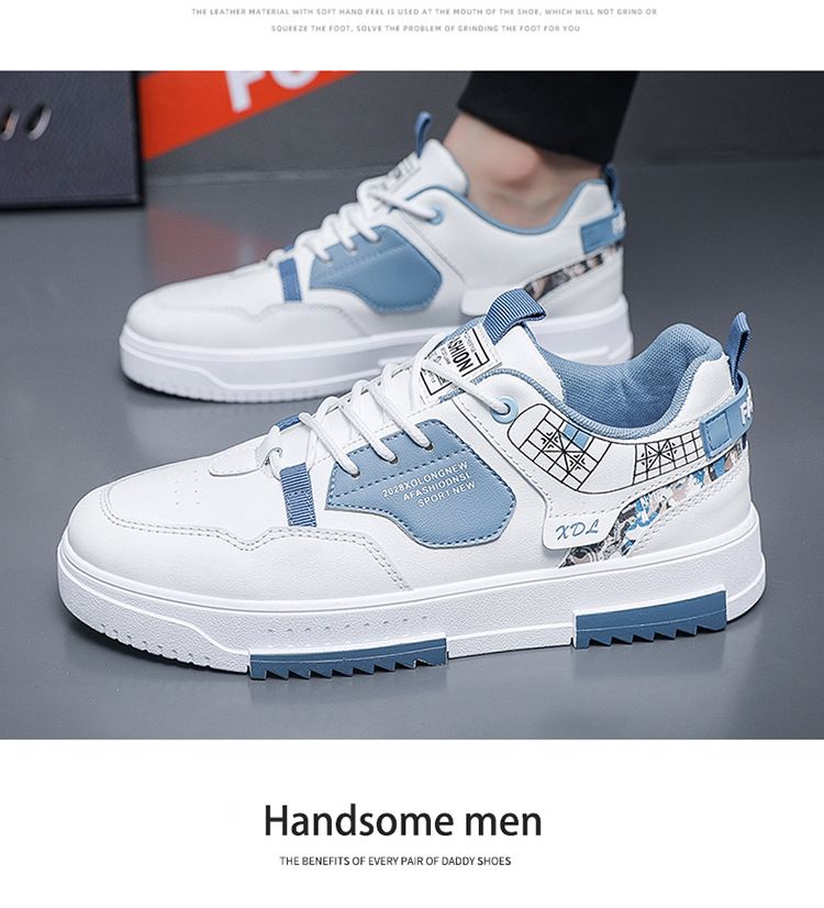 Men's breathable canvas shoes, men's trendy versatile white shoes, thick soled sports and leisure board shoes, trendy shoes