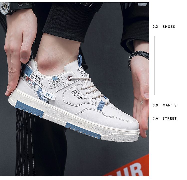 Men's breathable canvas shoes, men's trendy versatile white shoes, thick soled sports and leisure board shoes, trendy shoes