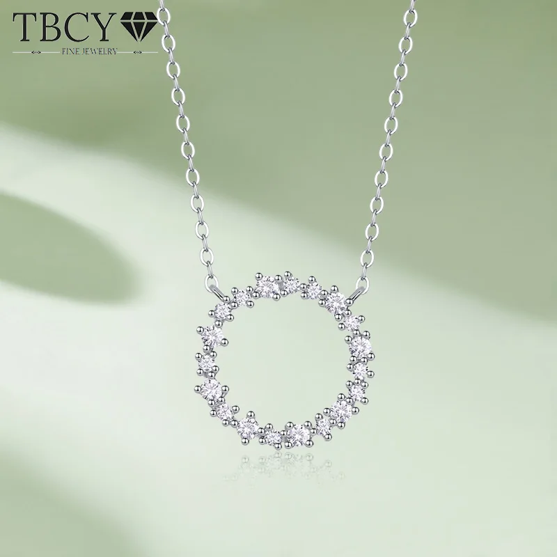 0.4CT D Color Moissanite Circle Pendant Necklace For Women GRA Certified S925 Silver Irregular Circle Charm Necklace Chain