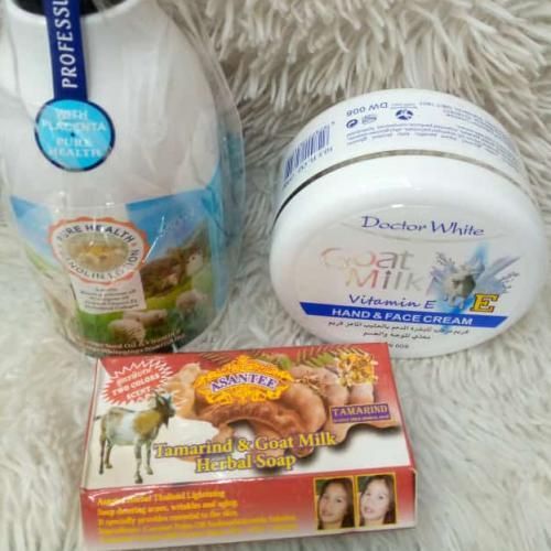 Asantee Goat Milk Lanolin Lotion + Tamarind And Goat Soap & Cream.