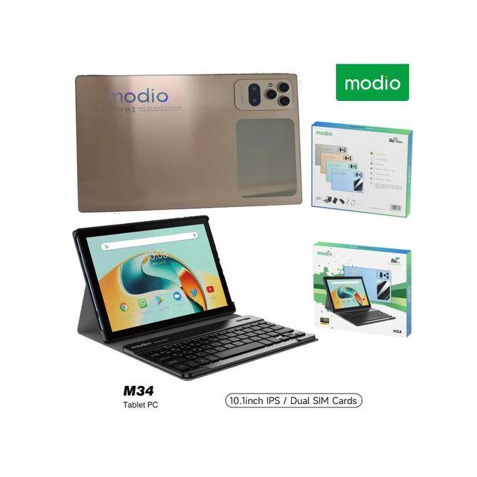 Modio M34 Tablet 8GB+512GB 10.1 Inch 13MP Camera, LTE Dual SIM + Mouse & Keyboard