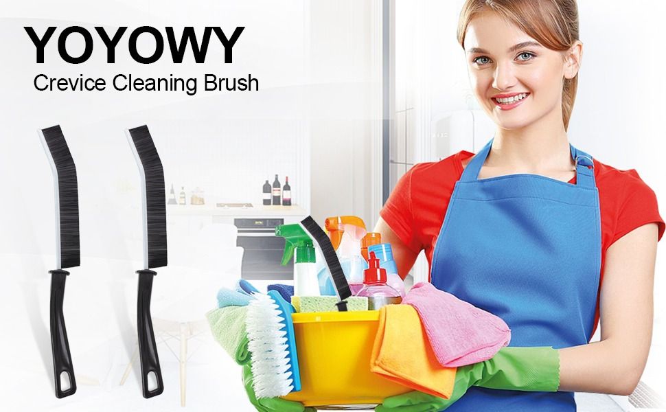 2 pcs Crevice Cleaning Brush, Hard-Bristled Cleaning Brush Tool, for Kitchen Surfaces, Window Slots Dead Corners, Tiles & Faucetsr, Bathroom Gap