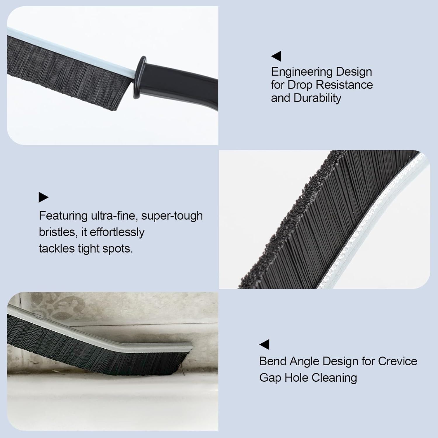 2 pcs Crevice Cleaning Brush, Hard-Bristled Cleaning Brush Tool, for Kitchen Surfaces, Window Slots Dead Corners, Tiles & Faucetsr, Bathroom Gap