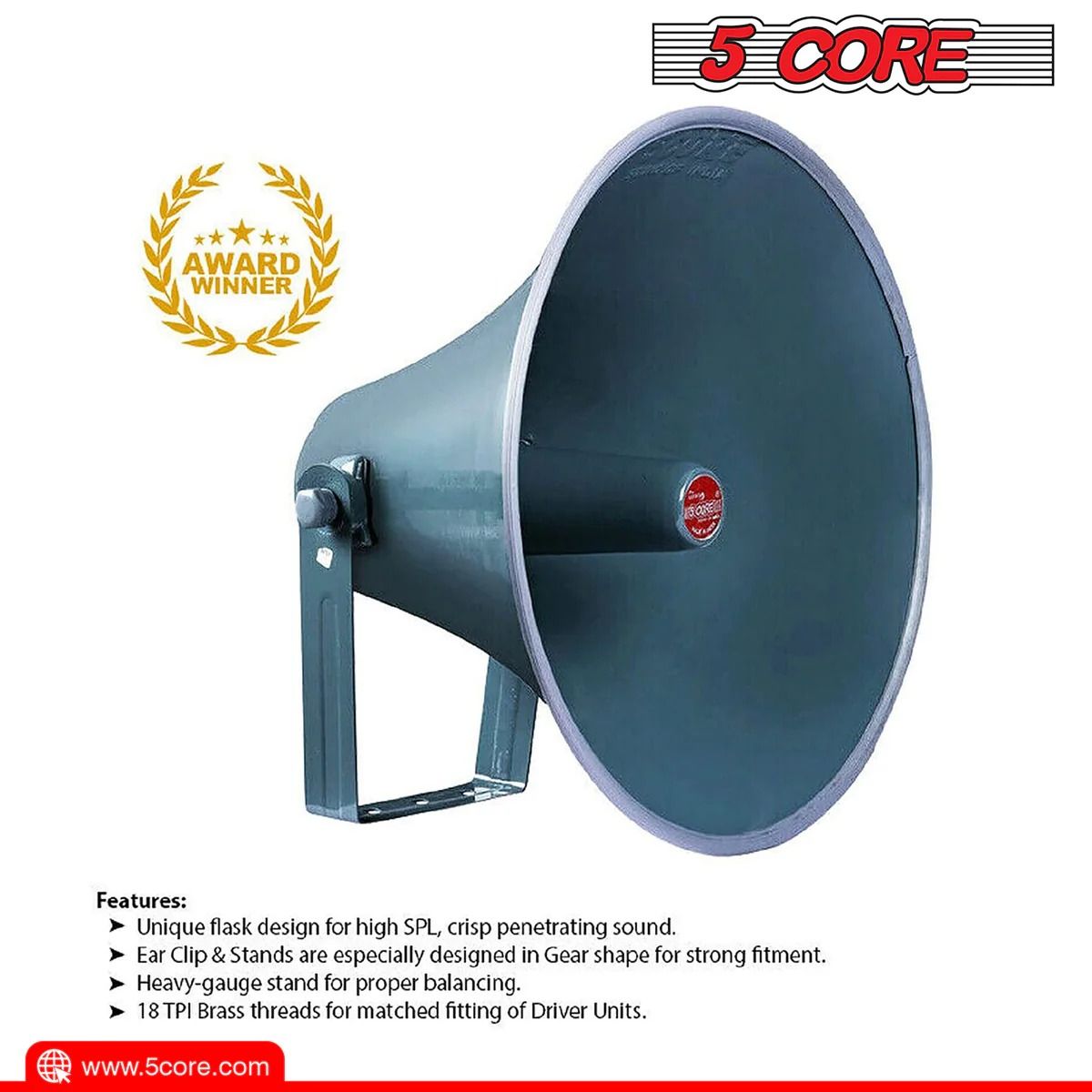 5 Core PA Horn Speaker PMPO Compression Driver Throat Mounting Bracket Included of