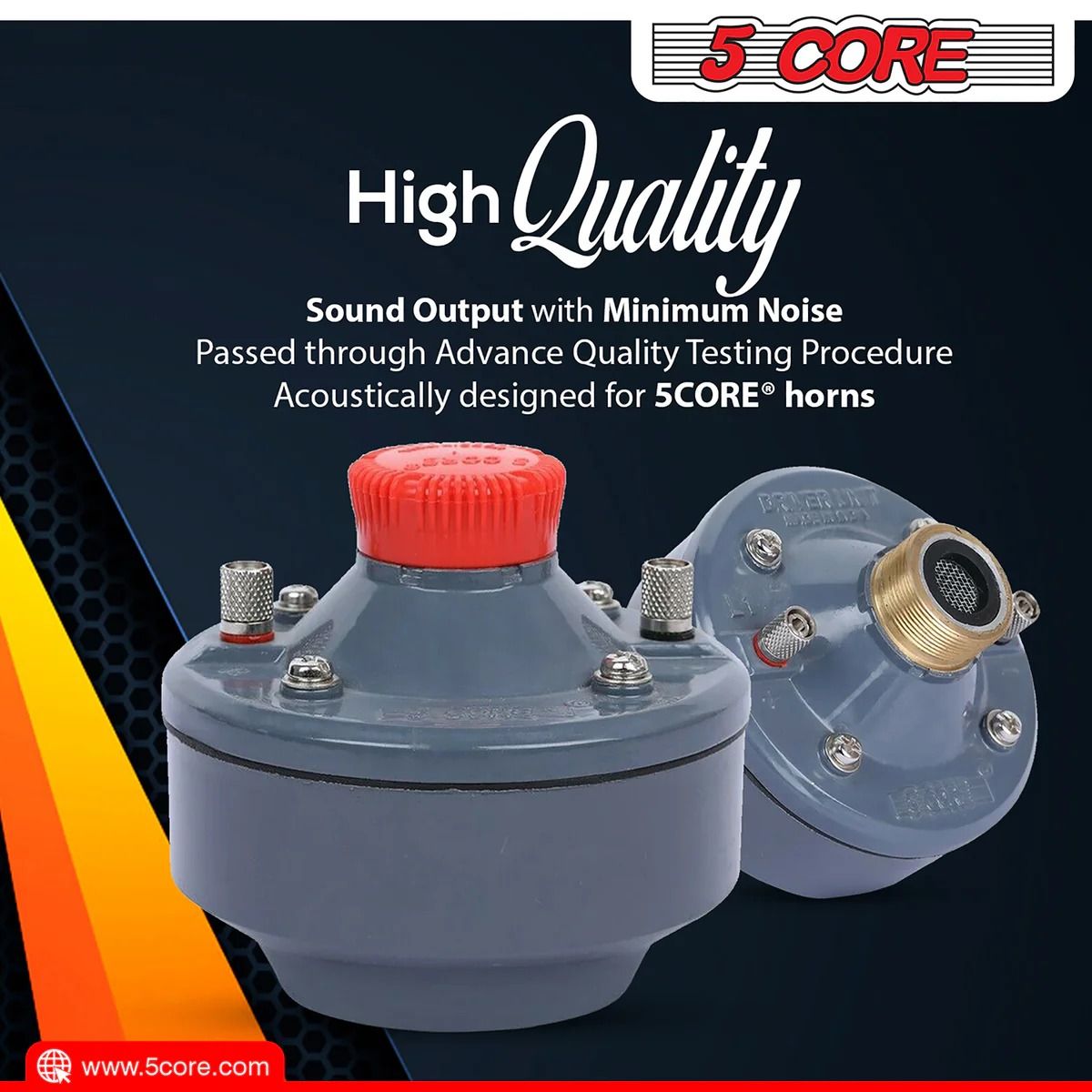 5 Core PA Horn Speaker PMPO Compression Driver Throat Mounting Bracket Included of