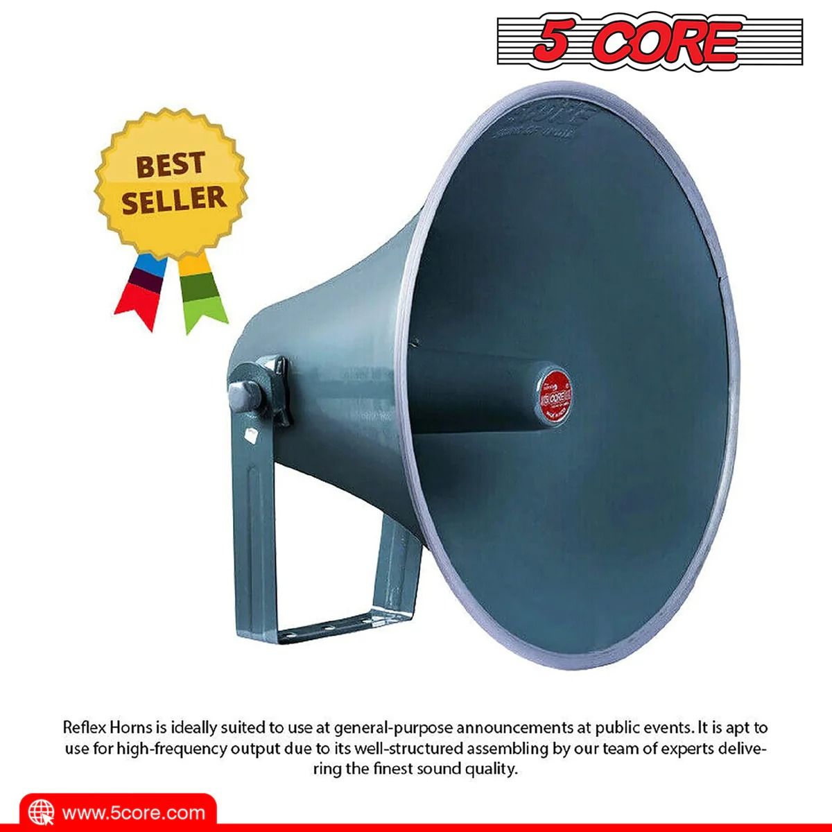 5 Core PA Horn Speaker PMPO Compression Driver Throat Mounting Bracket Included of